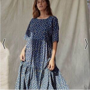 Christy Dawn Blue and Tan Floral Maxi Dress